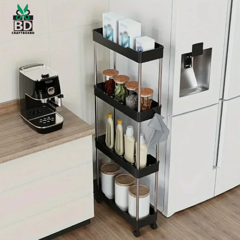 Narrow Type Multi Purpose Gap Storage Trolly Rack Multifunctional Movable Gap Storage Cart