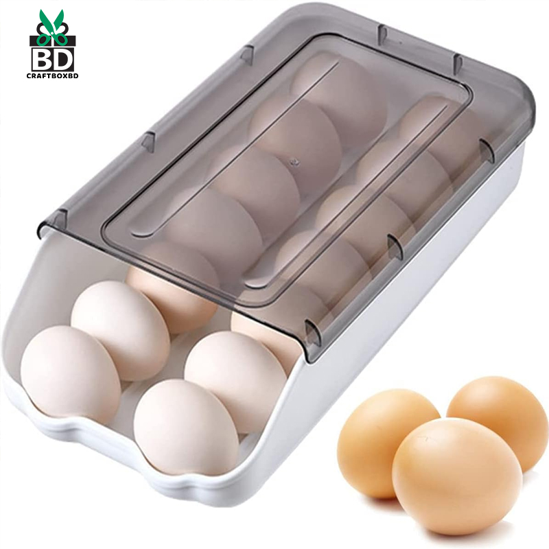 2 pcs Set Smart Egg Storage Box |2 pcs Set Sliding Egg Organizer for Fridge & Kitchen