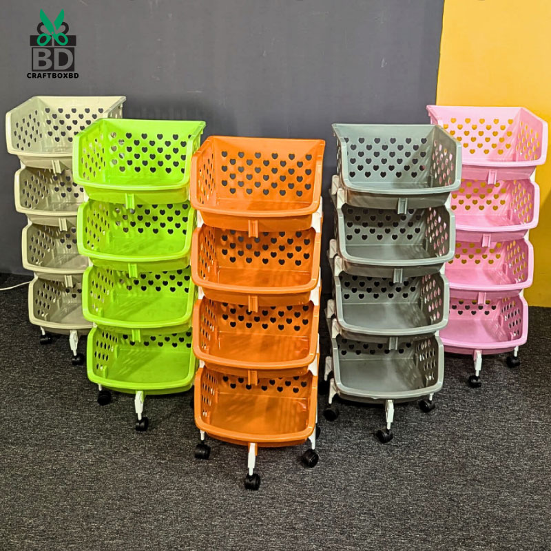 Storage Basket Multifunctional, 4 Layer High Capacity, Durable ,Stackable, Hollow-Out Household Storage Rack