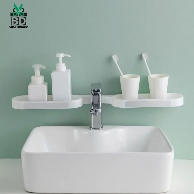 180 Degree Corner Rotating Wall-mounted Bathroom Organizer Storage Rack